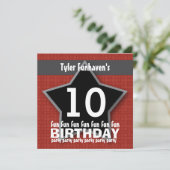 Kinderen van Birthday Party Red Black Silver STAR  Kaart (Staand voorkant)