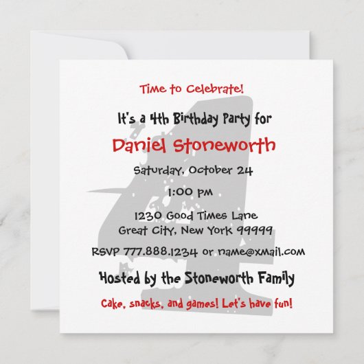 Kinderen van Birthday Party Silver en Red STAR W20 Kaart (Achterkant)