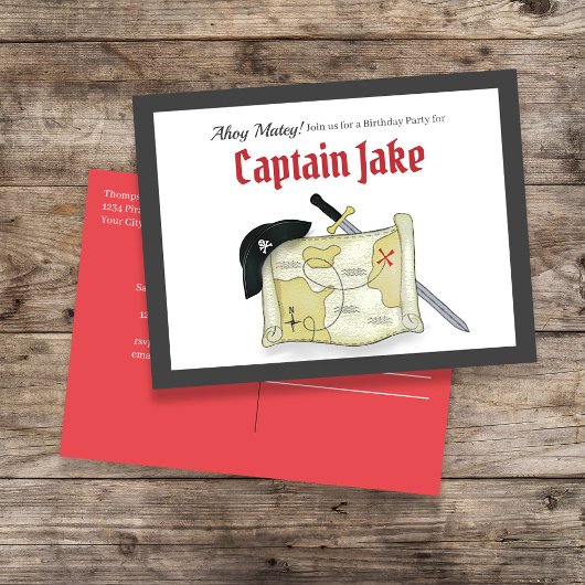 Kinderen van Birthday Pirate Treasure Map Uitnodig Briefkaart