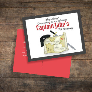 Kinderen van Birthday Pirate Treasure Map Uitnodig Briefkaart