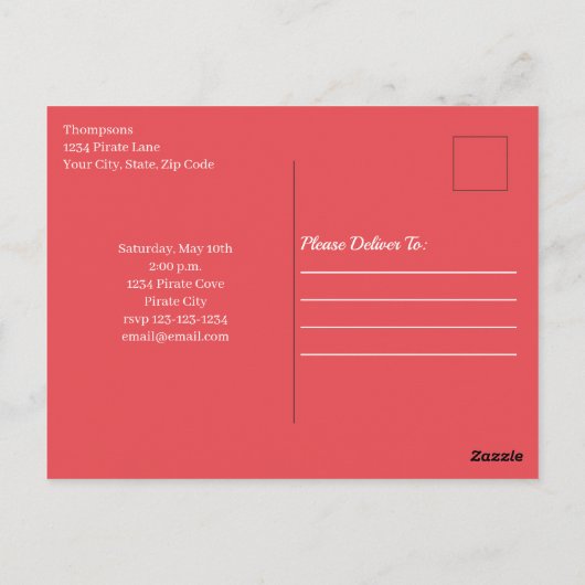 Kinderen van Birthday Pirate Treasure Map Uitnodig Briefkaart (Achterkant)