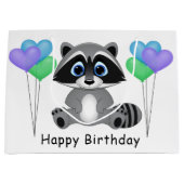 Kinderen van Birthday Raccoon Gift Bag Groot Cadeauzakje (Voorkant)