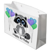 Kinderen van Birthday Raccoon Gift Bag Groot Cadeauzakje (Achterkant Gekanteld)