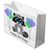 Kinderen van Birthday Raccoon Gift Bag Groot Cadeauzakje (Voorkant Gekanteld)