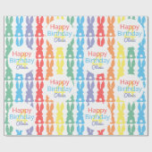 Kinderen van Birthday Rainbow Bunny Pattern gepers Cadeaupapier (Vlak)