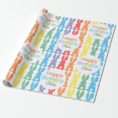 Kinderen van Birthday Rainbow Bunny Pattern gepers Cadeaupapier (Uitgerold)