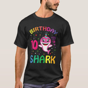 Kinderen van Birthday Shark Funny 10 jaar oude cad T-shirt