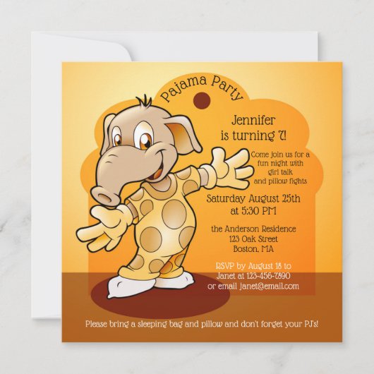 Kinderen van Birthday Slumber of uitnodiging van d (Voorkant)