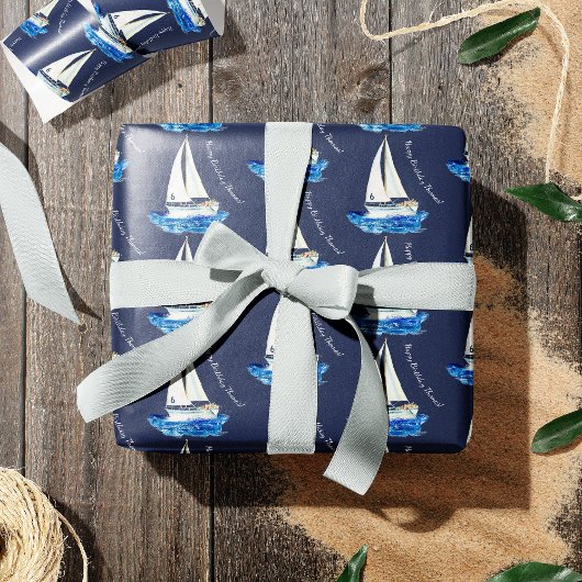 Kinderen van Birthday - Speciaal Ocean Sailboat Pa Cadeaupapier