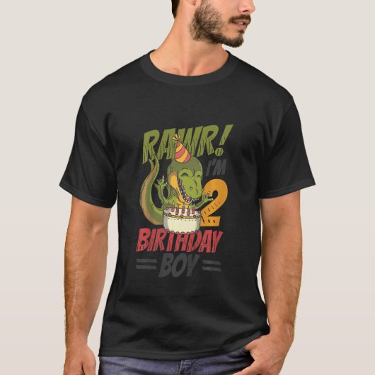Kinderen van Birthday Trex Dinosaur 2e verjaardag  T-shirt (Voorkant)