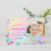 Kinderen van Birthday Unicorn Magische Dag Baby me Kaart (Staand voorkant)