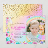 Kinderen van Birthday Unicorn Magische Dag Baby me Kaart (Voorkant / Achterkant)