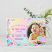 Kinderen van Birthday Unicorn Magische Dag Baby me Kaart (Staand voorkant)