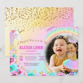 Kinderen van Birthday Unicorn Magische Dag Baby me Kaart (Voorkant / Achterkant)