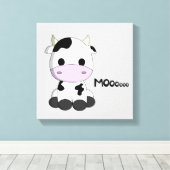 Kinderen van de cartoon van de koe van de baby van canvas afdruk (Insitu (Houten vloer))