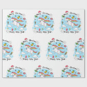 Kinderen van de Eenhoorn- Kerst Schattige Cadeaupapier (Vlak)