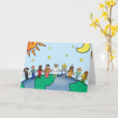 Kinderen van de kaart-Nieuwe Groet van de Wereld Kaart (Gele Bloem)