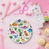 Kinderen van de kleurrijke Waterverf Birthday Dino Papieren Bordje (Feest)