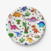 Kinderen van de kleurrijke Waterverf Birthday Dino Papieren Bordje (Voorkant)