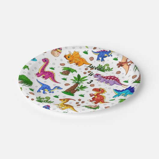 Kinderen van de kleurrijke Waterverf Birthday Dino Papieren Bordje (Gekanteld)