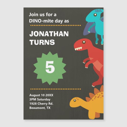 Kinderen van de moderne dinosaurus magnetische uitnodiging (Voorkant)