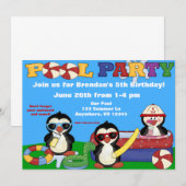 Kinderen van de poolpartij Birthday Uitnodiging (Voorkant / Achterkant)