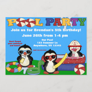 Kinderen van de poolpartij Birthday Uitnodiging