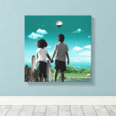Kinderen van de toekomst canvas afdruk (Insitu (Houten vloer))
