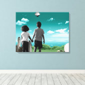 Kinderen van de toekomst canvas afdruk (Insitu (Houten vloer))
