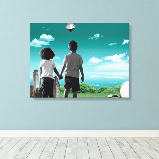 Kinderen van de toekomst canvas afdruk (Insitu (Houten vloer))