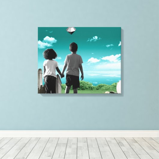 Kinderen van de toekomst canvas afdruk (Insitu (Houten vloer))
