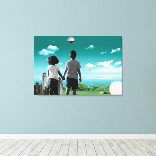 Kinderen van de toekomst canvas afdruk (Insitu (Houten vloer))