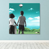 Kinderen van de toekomst canvas afdruk (Insitu (Houten vloer))
