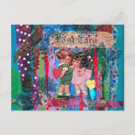 Kinderen van de Valentijnsdag van het antiek Feestdagenkaart