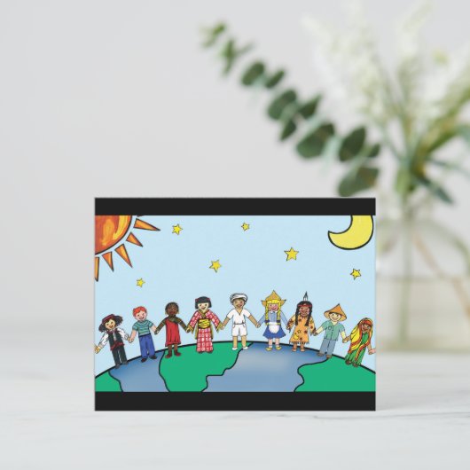 Kinderen van de wereld briefkaart (Staand voorkant)