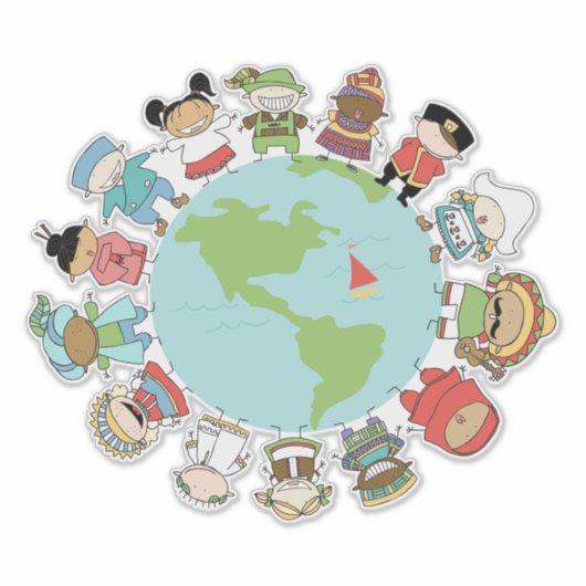 Kinderen van de Wereld Onderwijzen Sticker (Voorkant)