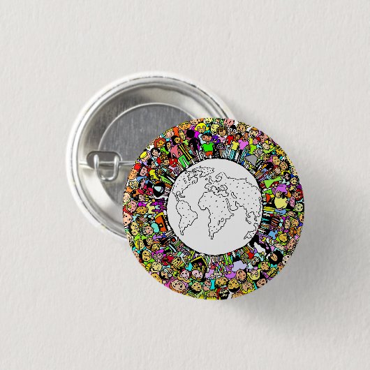 Kinderen van de wereld ronde button 3,2 cm (Voorkant /achterkant)