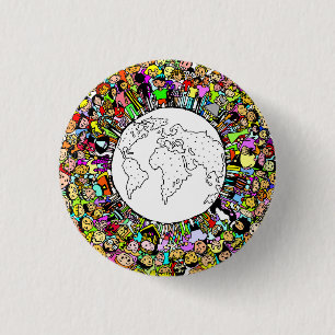 Kinderen van de wereld ronde button 3,2 cm
