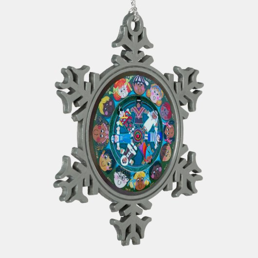 Kinderen van de wereld tin sneeuwvlok ornament (Links)