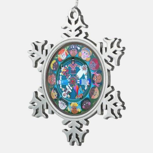 Kinderen van de wereld tin sneeuwvlok ornament (Rechts)