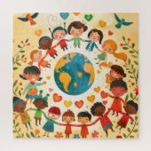 Kinderen van de Wereld — Verscheidenheid en Vrede Legpuzzel (Verticaal)