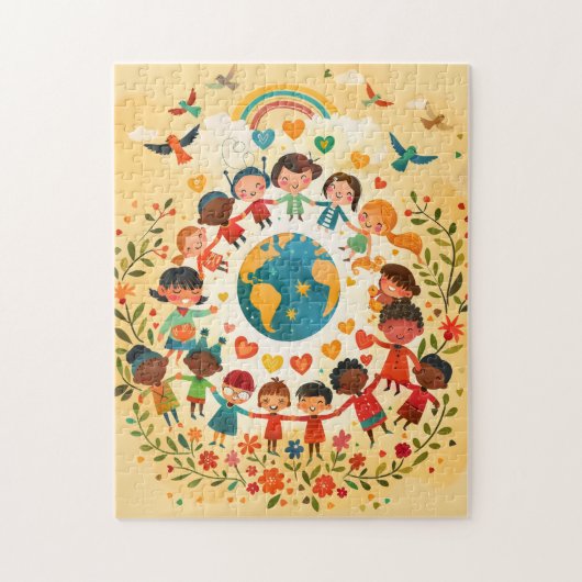 Kinderen van de Wereld — Verscheidenheid en Vrede Legpuzzel (Verticaal)