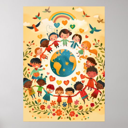 Kinderen van de Wereld — Verscheidenheid en Vrede Poster (Voorkant)