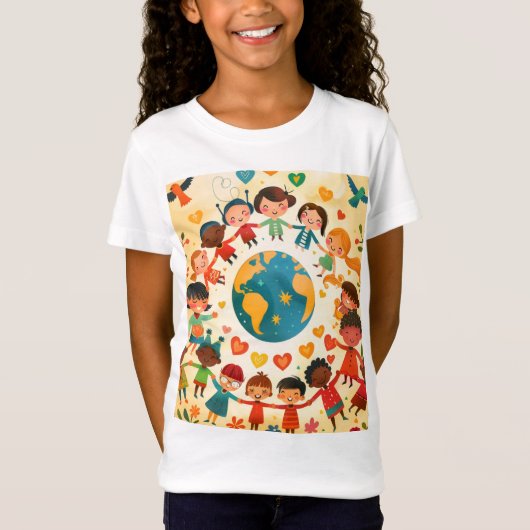 Kinderen van de Wereld — Verscheidenheid en Vrede T-shirt (Voorkant)
