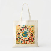 Kinderen van de Wereld — Verscheidenheid en Vrede Tote Bag (Voorkant)