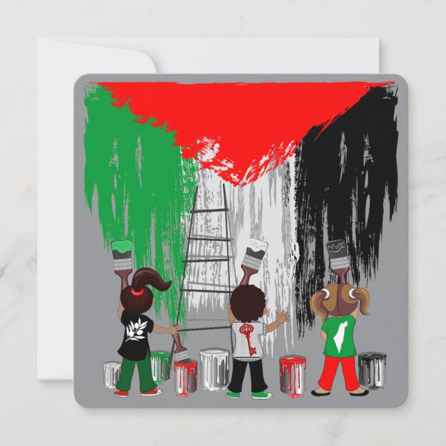 Kinderen van Gaza schilderen Palestijnse vlag  (Voorkant)