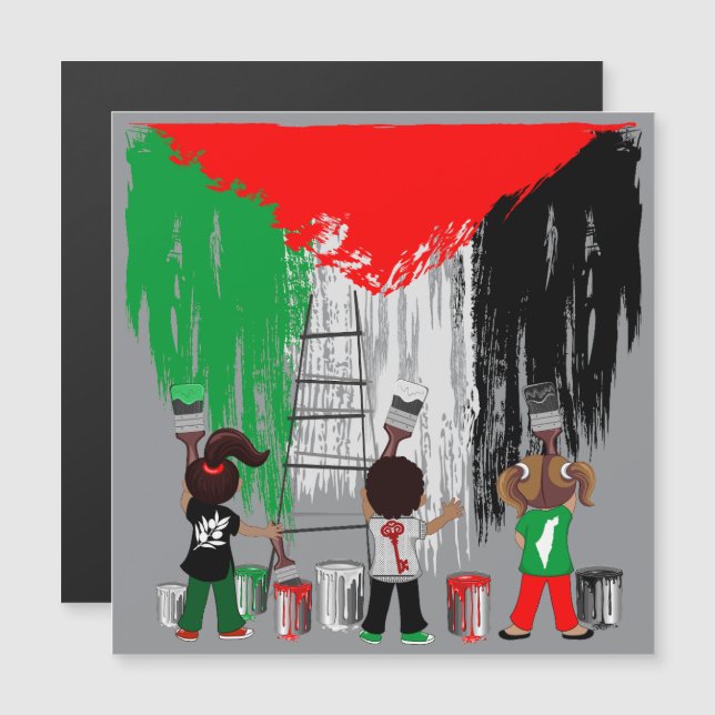 Kinderen van Gaza schilderen Palestijnse vlag  (Voorkant / Achterkant)