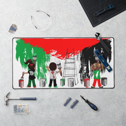 Kinderen van Gaza schilderen Palestijnse vlag Bureaumat (Werkstation)