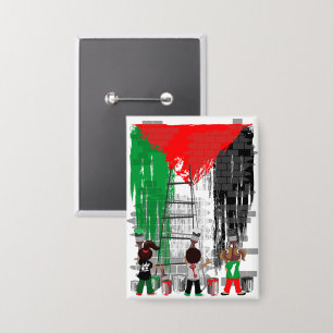 Kinderen van Gaza schilderen Palestijnse vlag Button