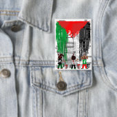 Kinderen van Gaza schilderen Palestijnse vlag  Button (Insitu)